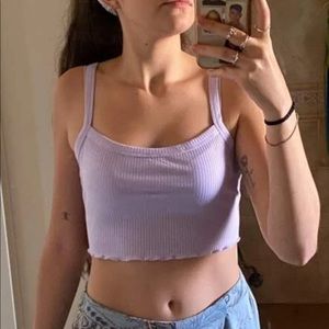 Purple cami cropped spaghetti strap tank top